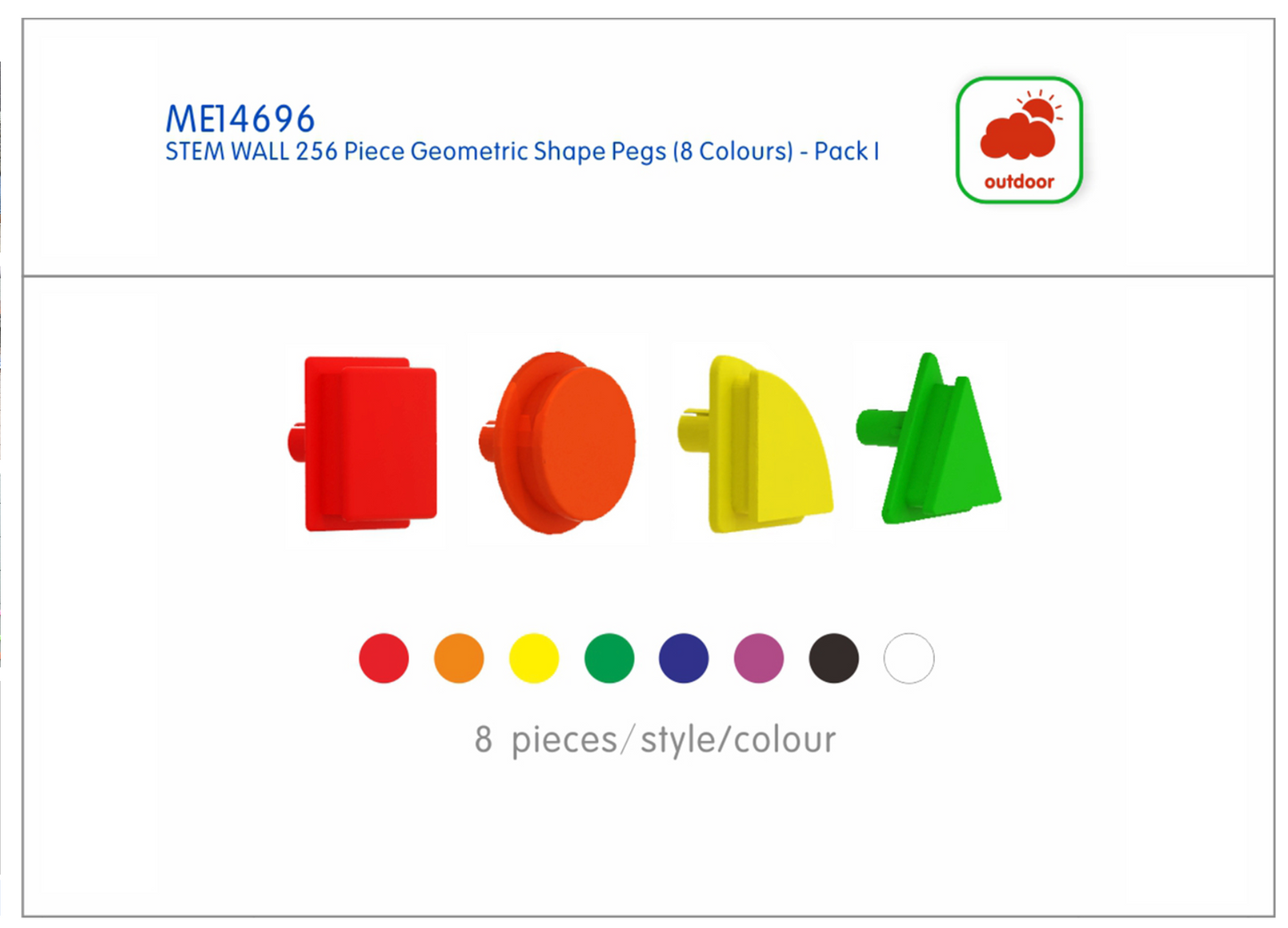 STEM WALL - 32 Piece Geometric Shape Pegs (8 Colours)